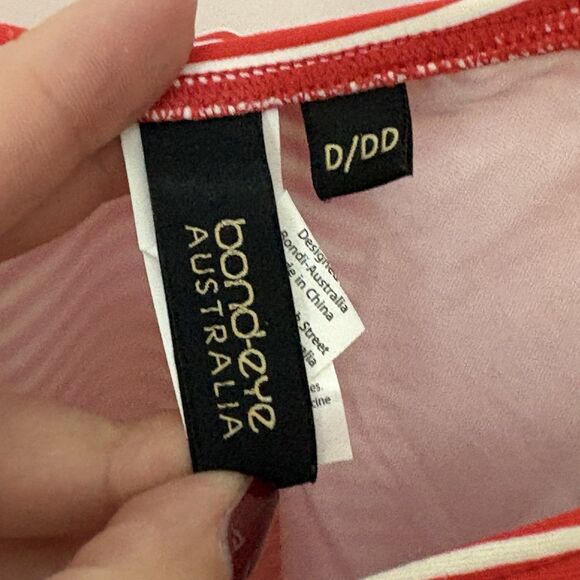 Bond-Eye Australia Ruched One Piece Red White Stripe 8 D/DD Retro Flattering - Picture 5 of 10